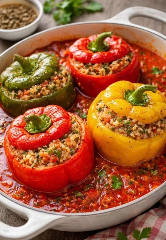 Gefüllte Paprika mit Reis und Kräutern