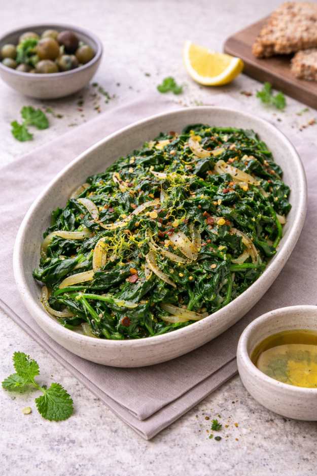 Spinat Mezze mit Knoblauch – gesund & schnell gemacht
