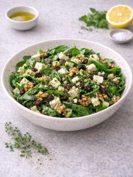 Spinat-Käse-Salat mit Walnüssen – Frisch, cremig & knackig