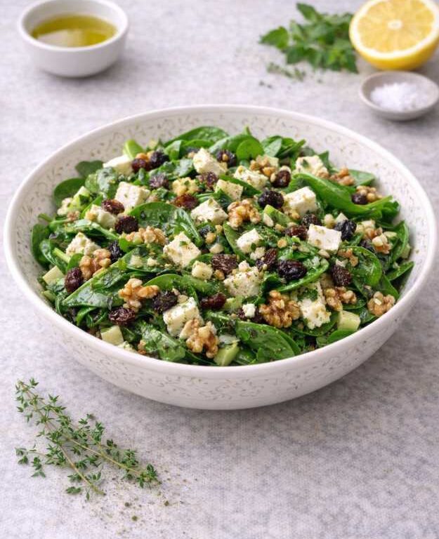 Spinat-Käse-Salat mit Walnüssen – Frisch, cremig & knackig