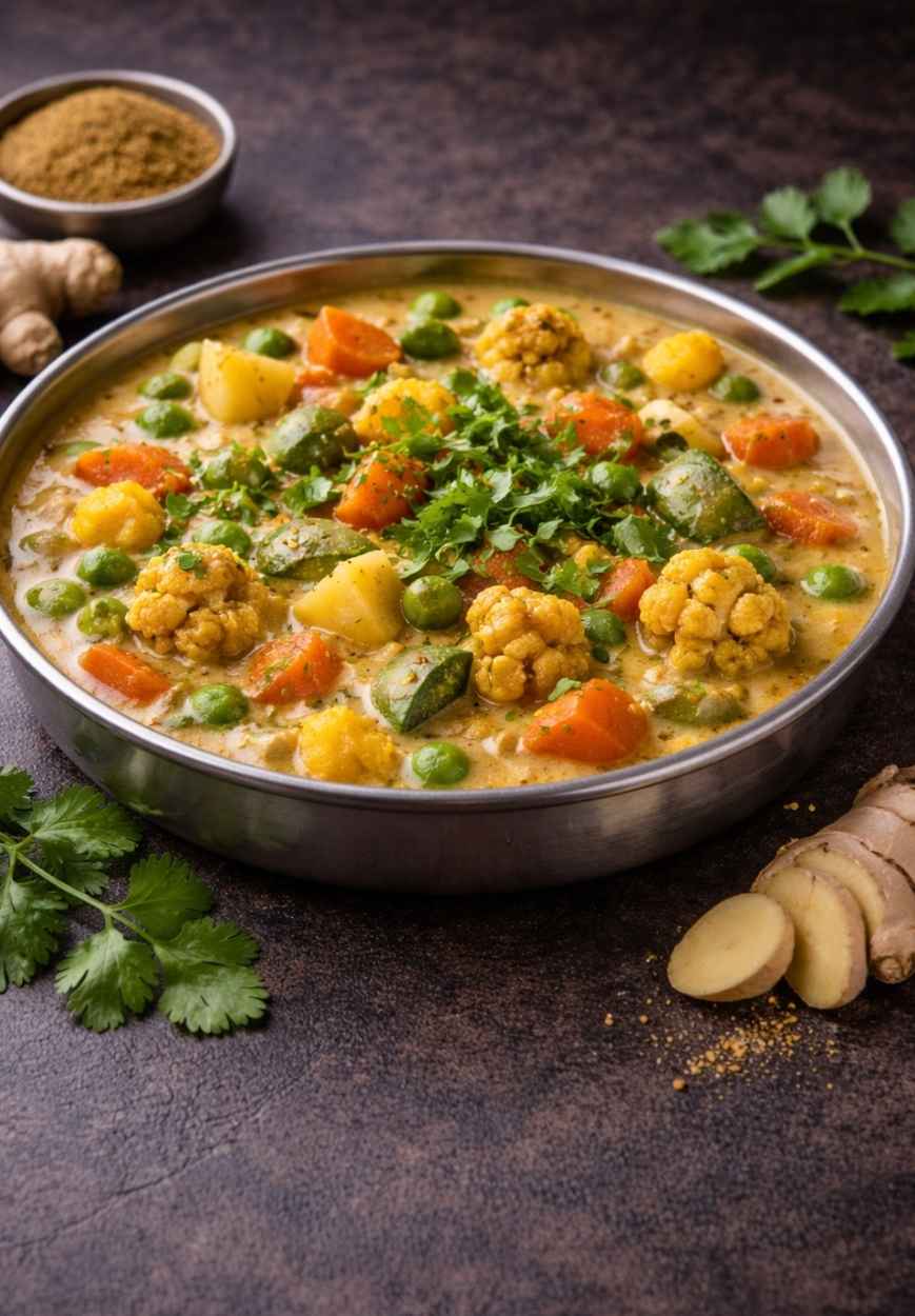 Vegetable Korma – Mildes Gemüse-Curry mit Kokos
