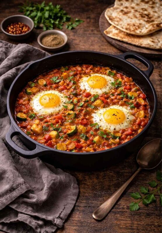 Zucchini-Shakshuka – Gesundes Rezept mit Paprika & Eiern
