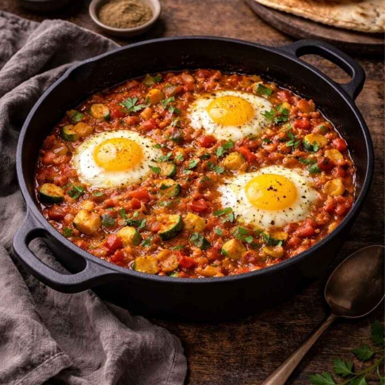 Zucchini-Shakshuka – Gesundes Rezept mit Paprika & Eiern
