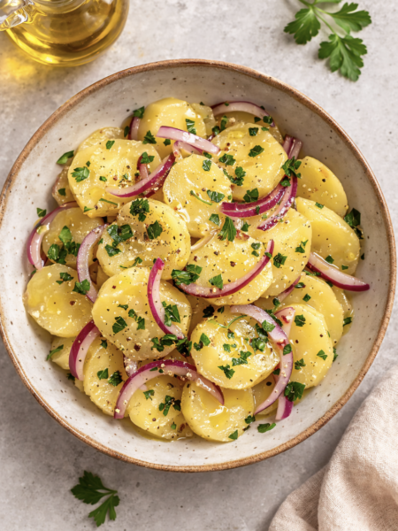 Mediterraner Kartoffelsalat mit Olivenöl – leicht & gesund