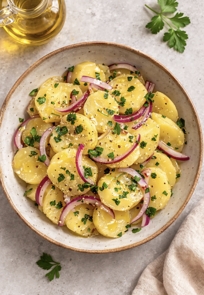 Mediterraner Kartoffelsalat mit Olivenöl – leicht & gesund