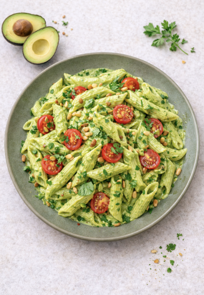 Pasta mit cremiger Avocado-Sauce – einfach & gesund