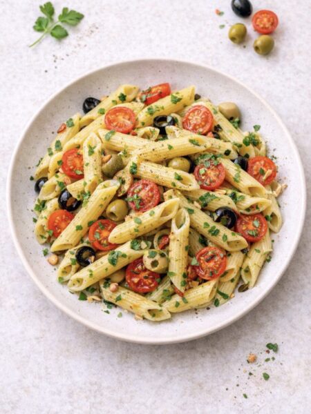 Pasta mit Tomaten und Oliven – einfach & mediterran