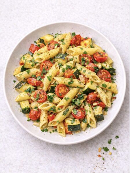 Pasta mit geröstetem Gemüse – einfach, gesund & mediterran