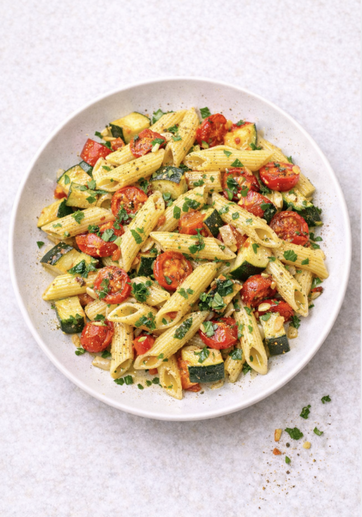 Pasta mit geröstetem Gemüse – einfach, gesund & mediterran