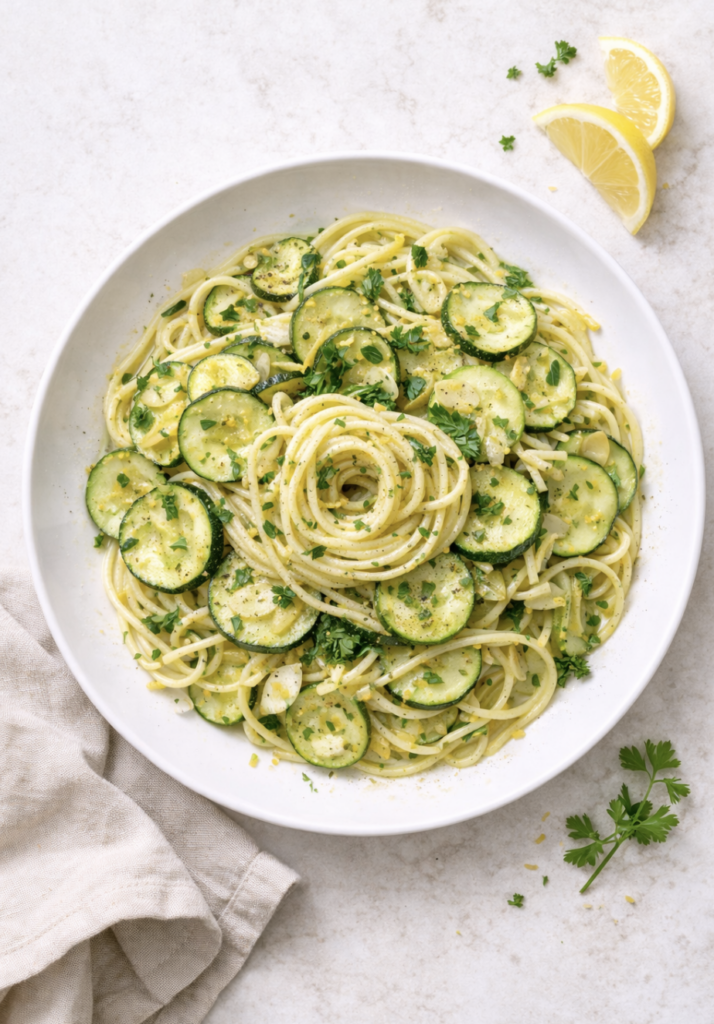 Pasta mit Zucchini und Zitronensauce – frisch & einfach