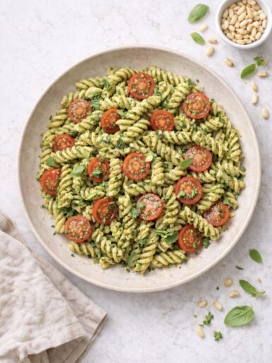Pasta mit Pesto und Kirschtomaten – schnell & aromatisch
