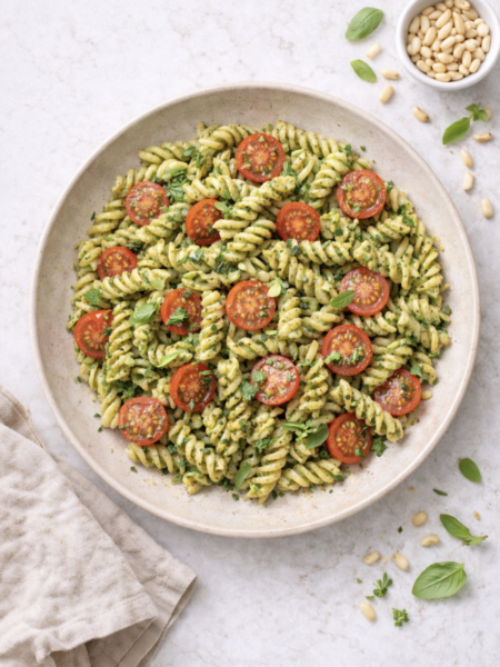 Pasta mit Pesto und Kirschtomaten – schnell & aromatisch