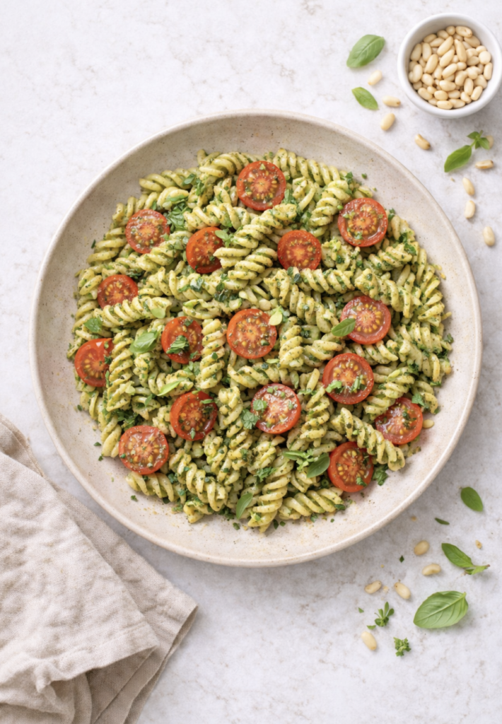 Pasta mit Pesto und Kirschtomaten – schnell & aromatisch