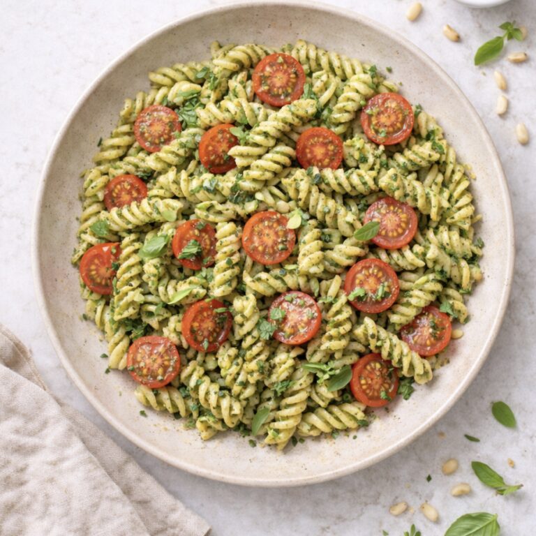 Pasta mit Pesto und Kirschtomaten – schnell & aromatisch