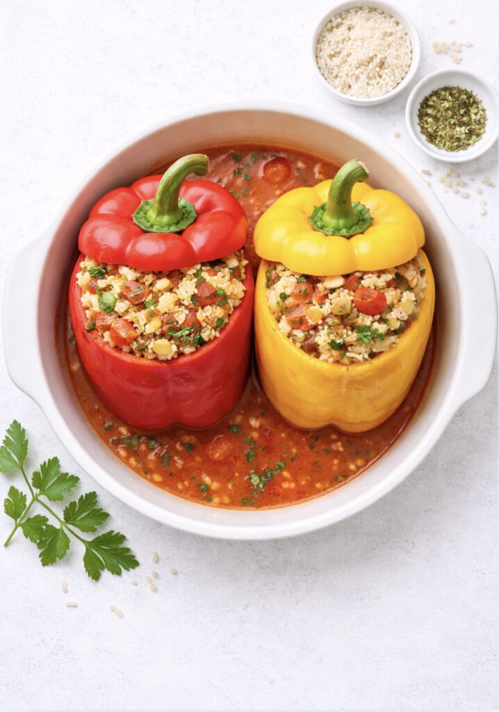 Gefüllte Paprika mit Reis und Gemüse – einfach & gesund