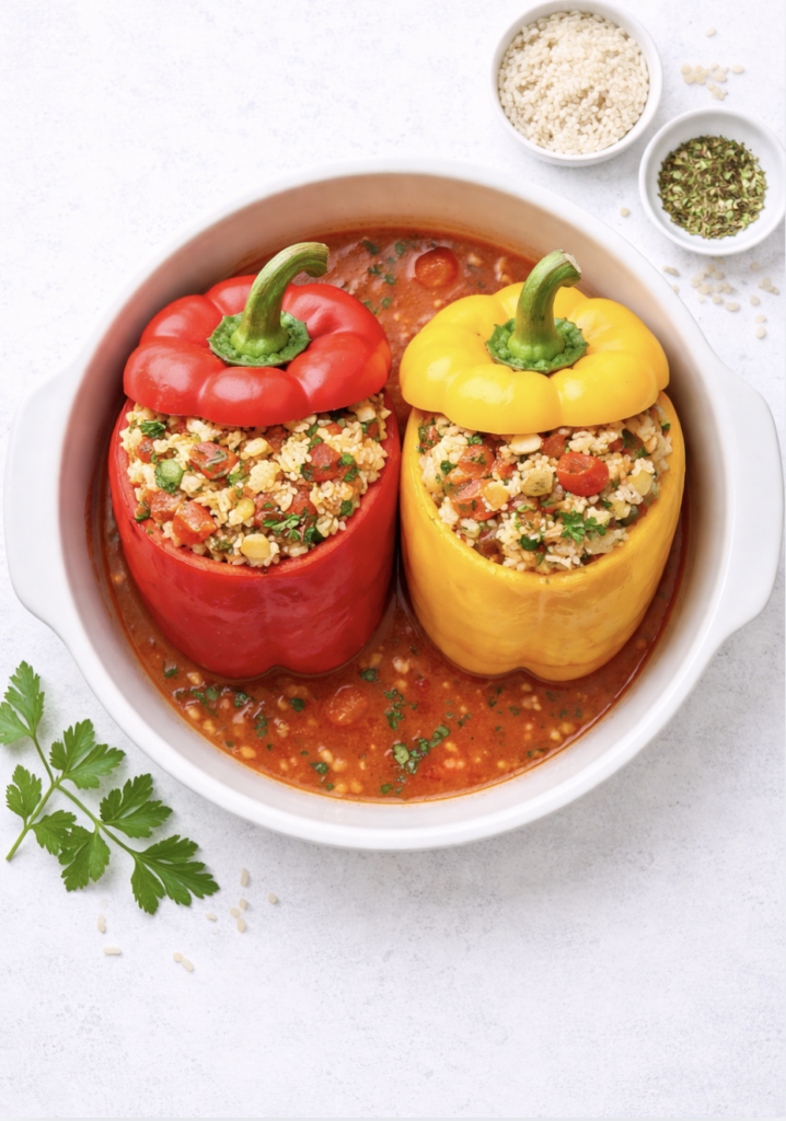 Gefüllte Paprika mit Reis und Gemüse – einfach & gesund