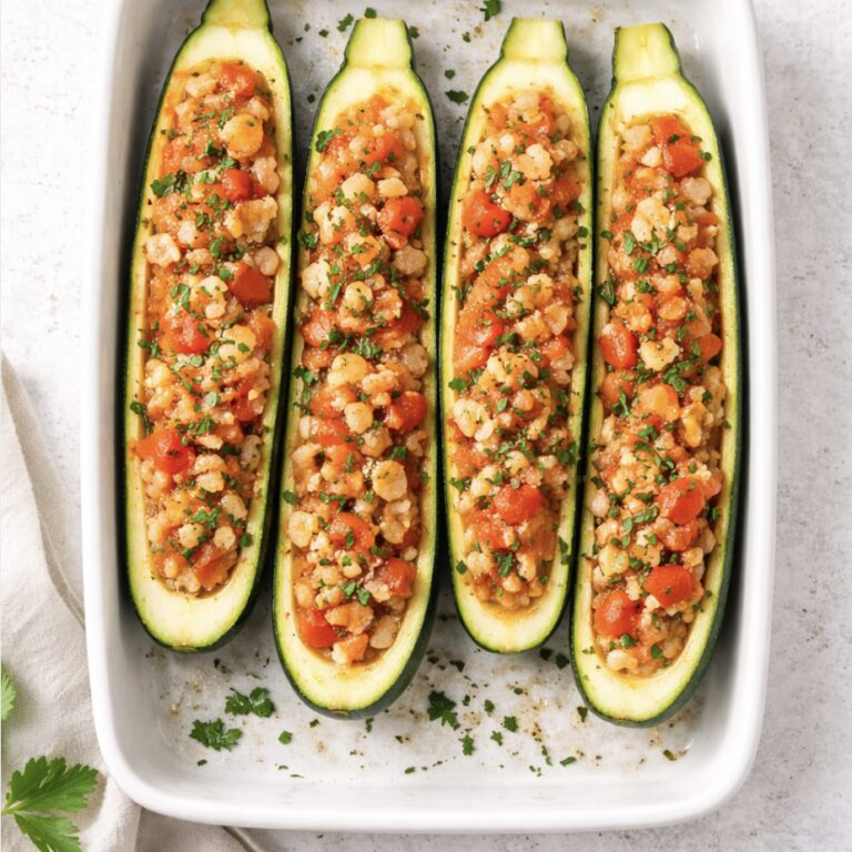 Zucchini-Boote mit Tomatenfüllung – leicht & gesund