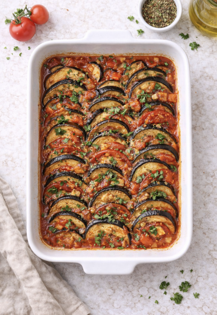 Auberginen-Tomaten-Auflauf – einfach & mediterran