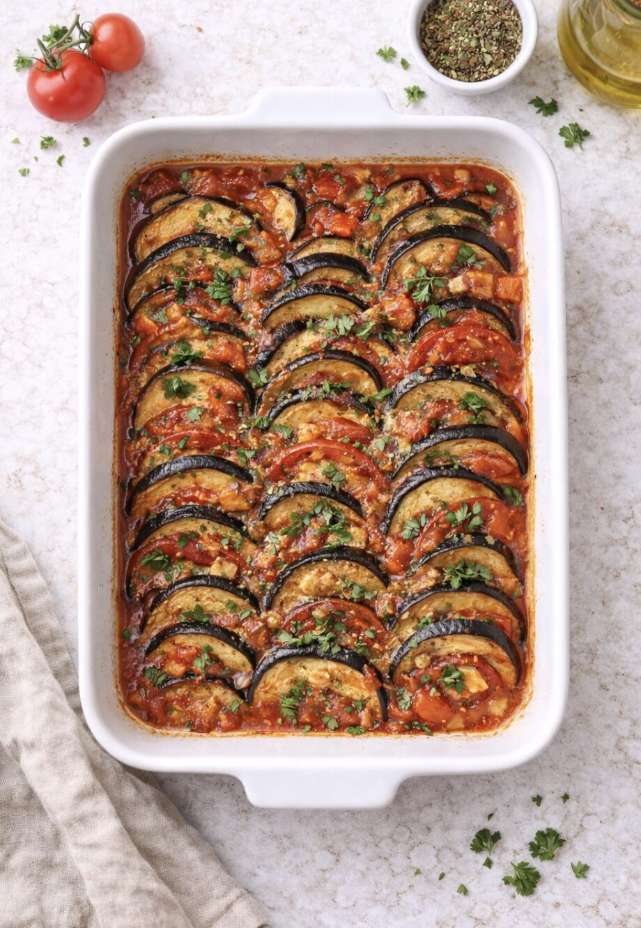 Auberginen-Tomaten-Auflauf – einfach & mediterran