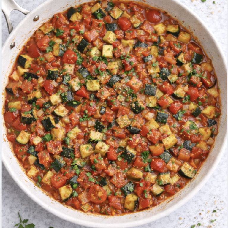 Italienische Gemüsepfanne in Tomatensauce – einfach & gesund