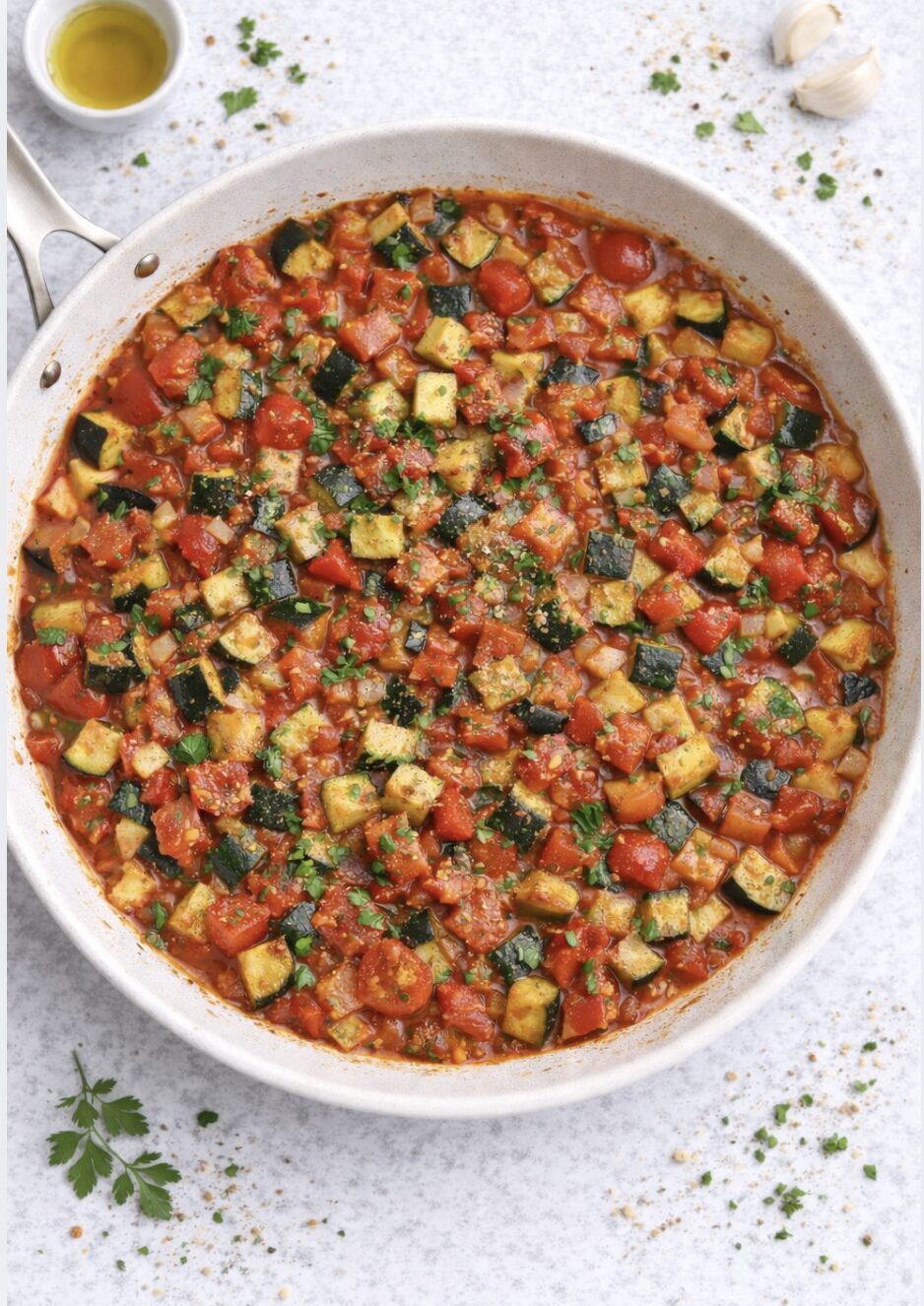 Italienische Gemüsepfanne in Tomatensauce – einfach & gesund