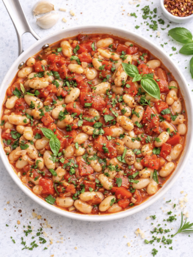 Tomaten-Bohnen-Pfanne – einfach, gesund & mediterran