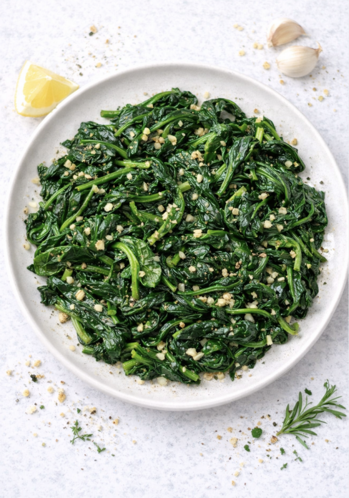 Spinat-Pfanne mit Knoblauch – schnell, gesund & mediterran