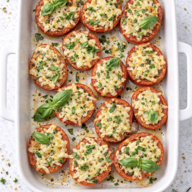 Überbackene Tomaten mit veganem Käse – einfach, mediterran & aus dem Ofen