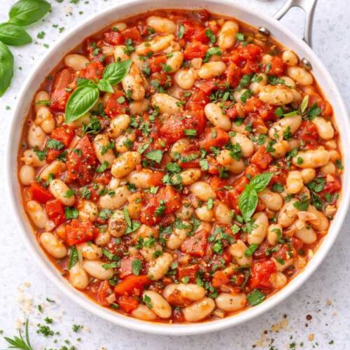 Vegane Tomaten-Bohnen-Pfanne – einfach, gesund & mediterran