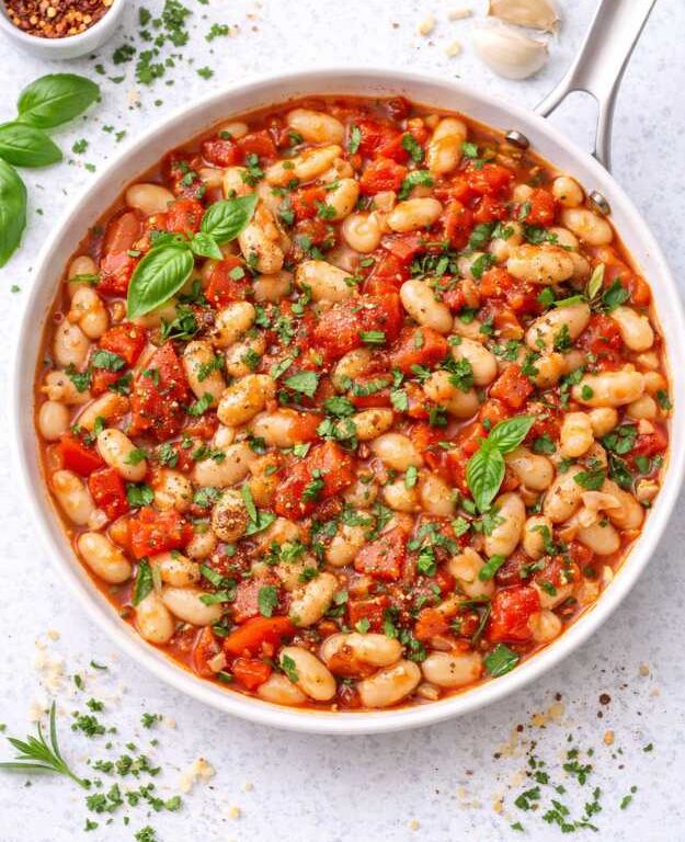 Vegane Tomaten-Bohnen-Pfanne – einfach, gesund & mediterran