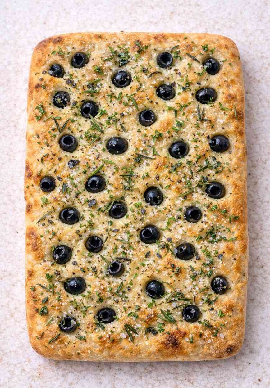 Focaccia mit Oliven und Kräutern – mediterran, aromatisch & einfach