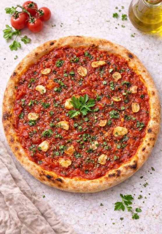 Klassische vegane Pizza Marinara – einfach, knusprig & ohne Käse