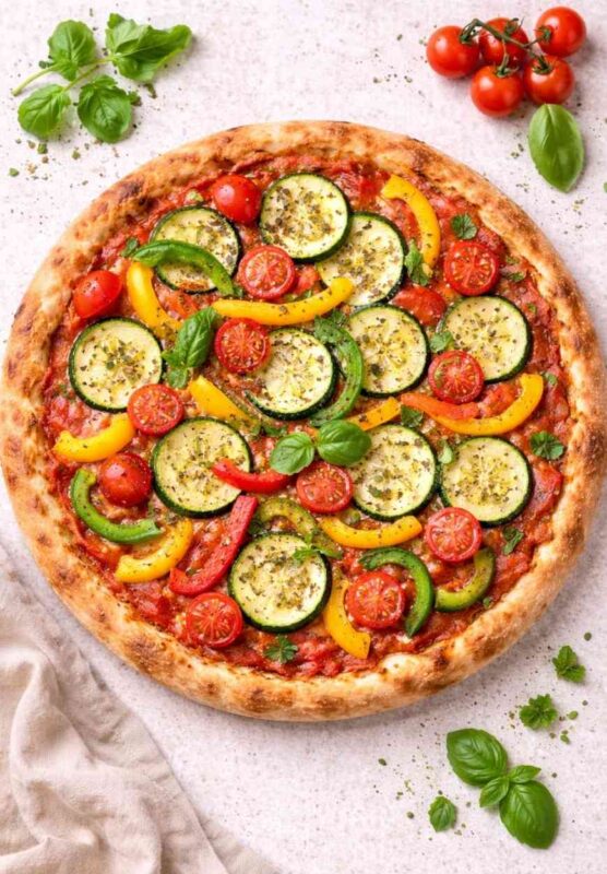 Vegane Pizza mit Gemüse – einfach, knusprig & gesund selber machen