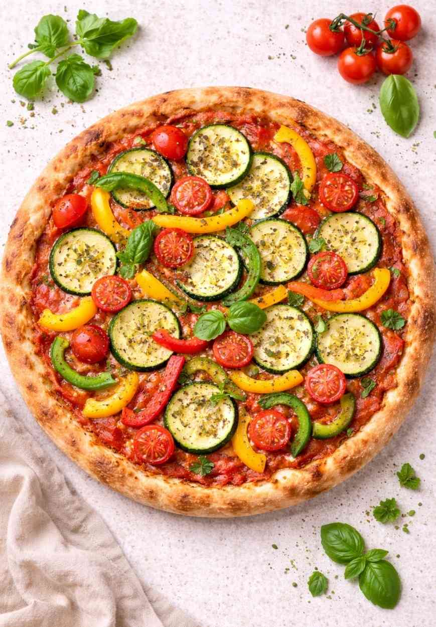 Vegane Pizza mit Gemüse – einfach, knusprig & gesund selber machen