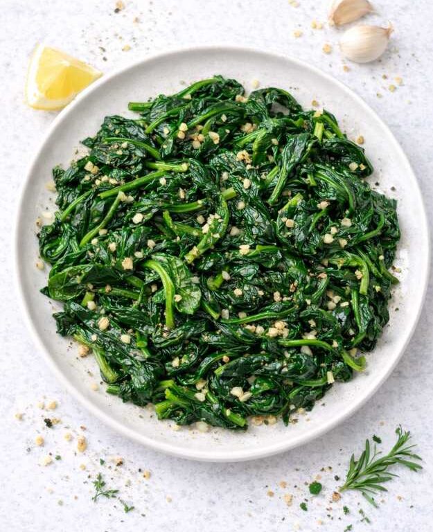 Spinat-Pfanne mit Knoblauch – schnell, gesund & mediterran