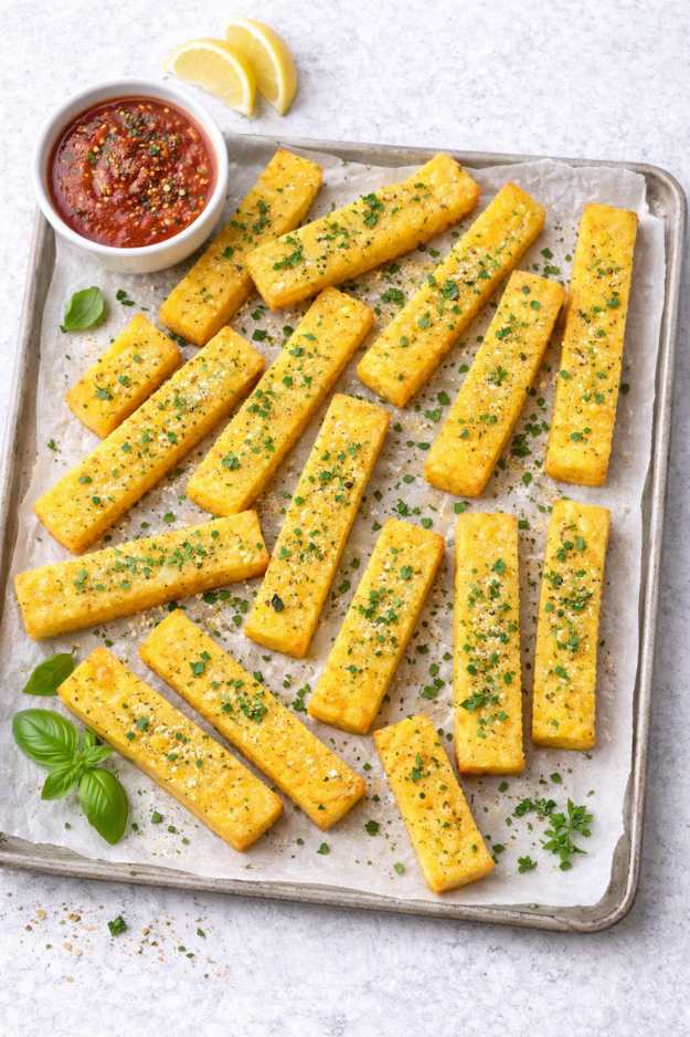 Knusprige Polenta-Sticks – einfach & vegan