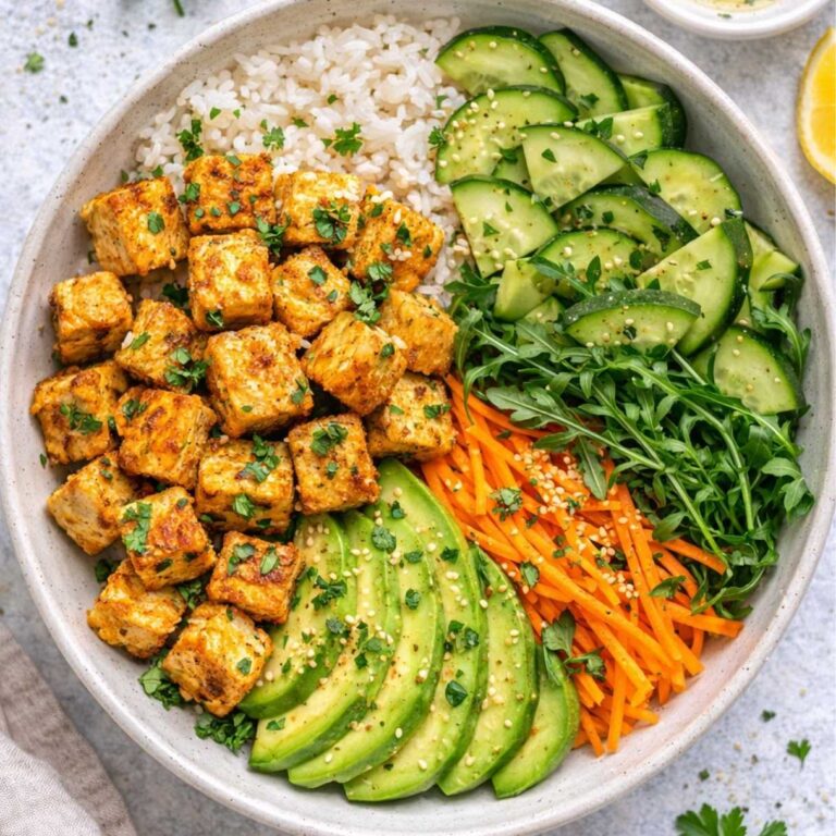 Buddha-Bowl mit knusprigem Tofu