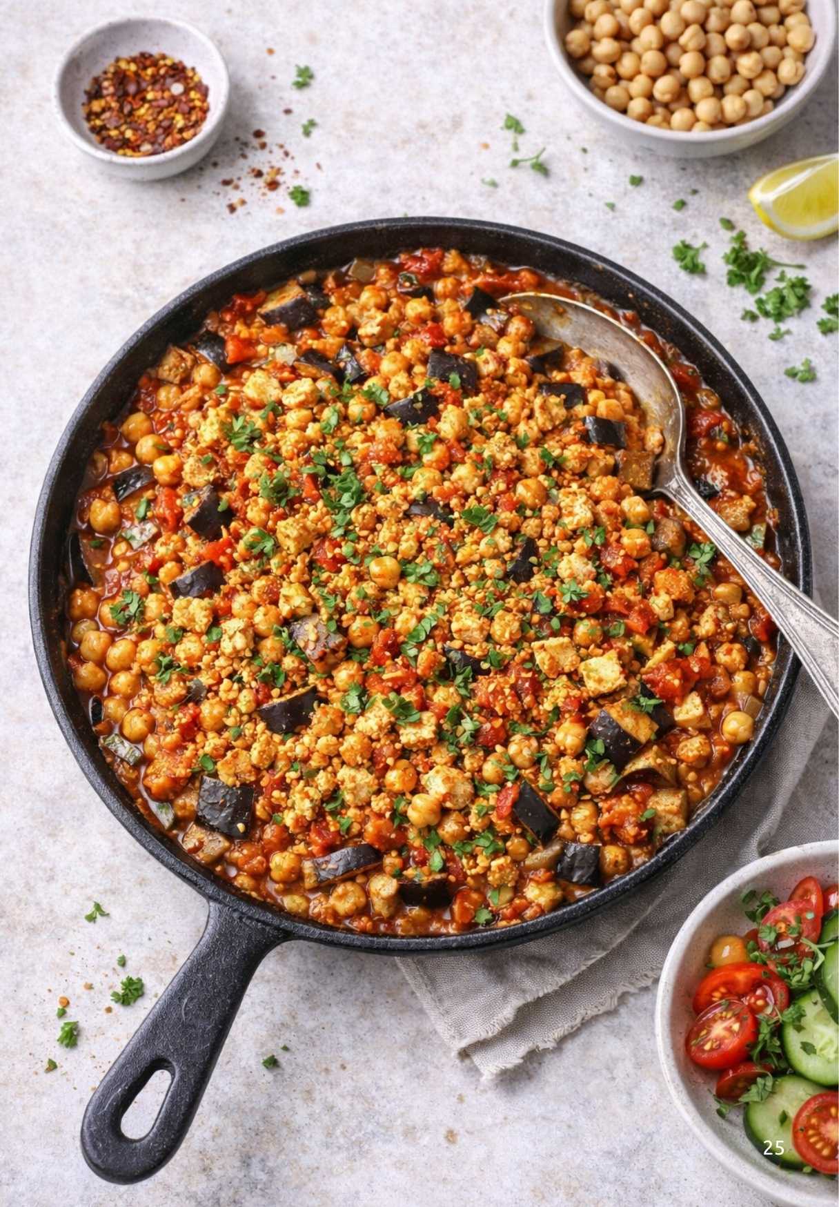 Tofu-Kichererbsen-Shakshuka mit Aubergine