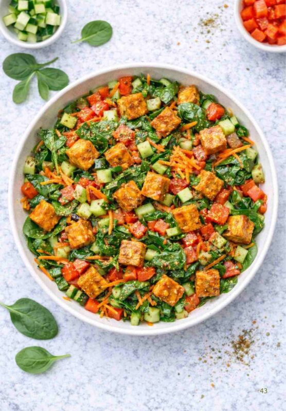 Spinat-Salat mit gebratenem Tofu – Gesund & Proteinreich