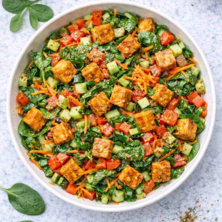 Spinat-Salat mit gebratenem Tofu – Gesund & Proteinreich