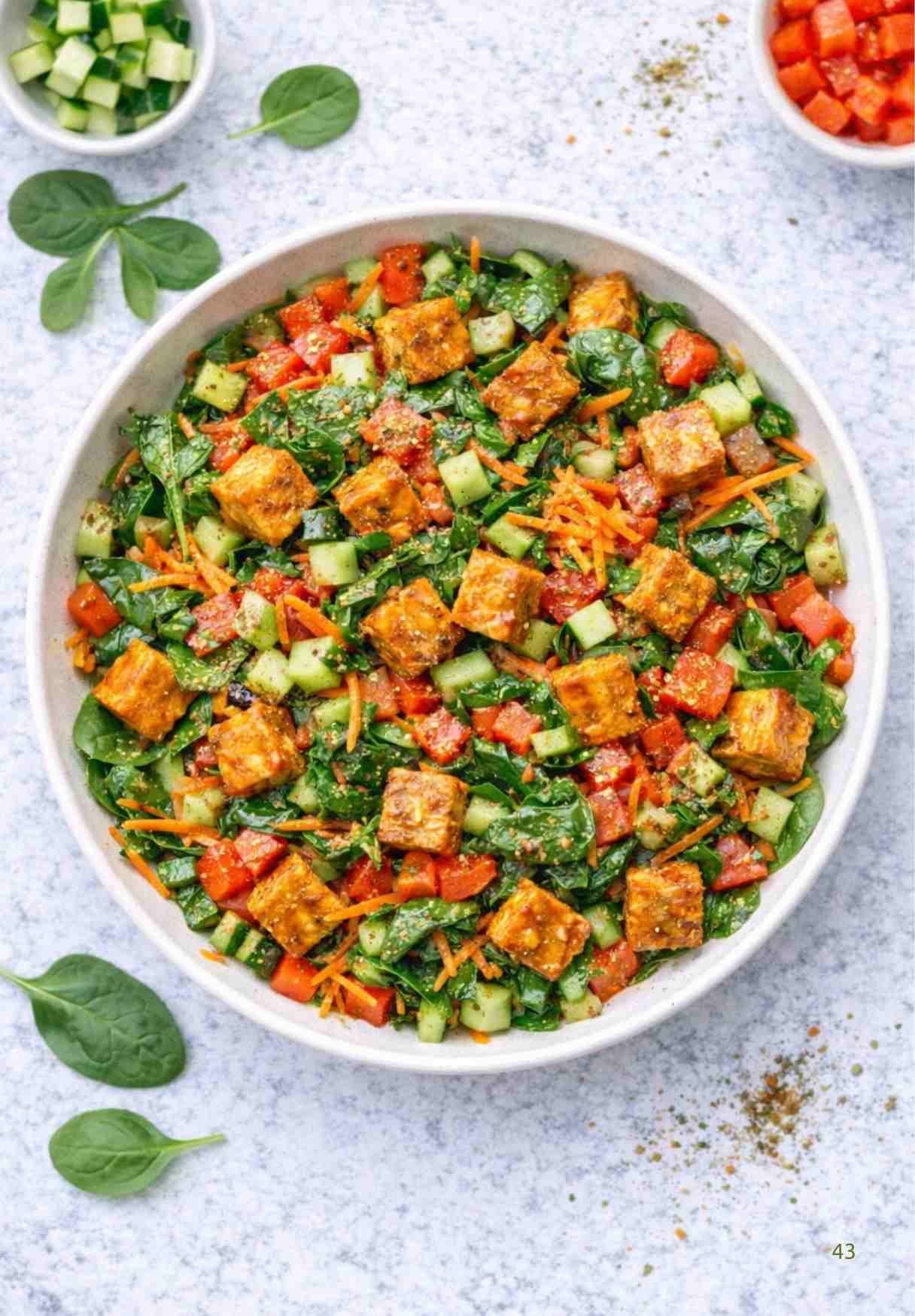Spinat-Salat mit gebratenem Tofu – Gesund & Proteinreich