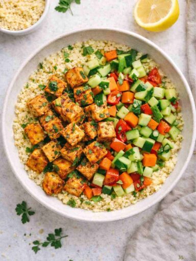 Couscous-Bowl mit Tofu und Gemüse