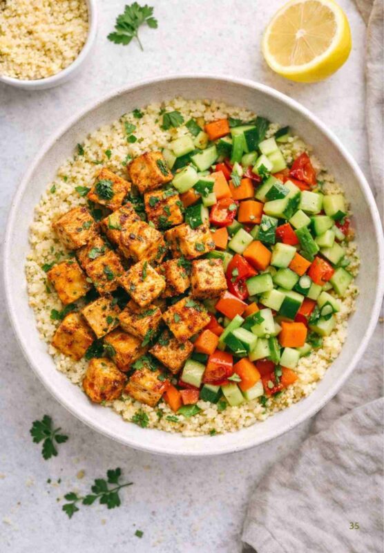Couscous-Bowl mit Tofu und Gemüse