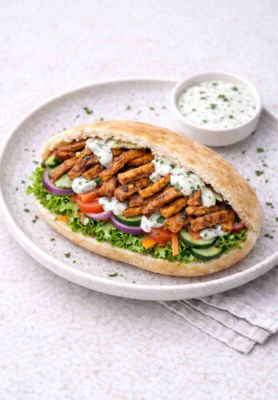Veganer Tofu-Döner mit Knoblauchsoße
