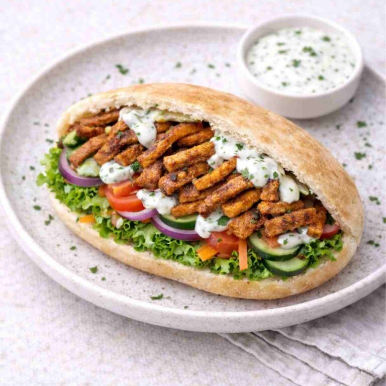Veganer Tofu-Döner mit Knoblauchsoße