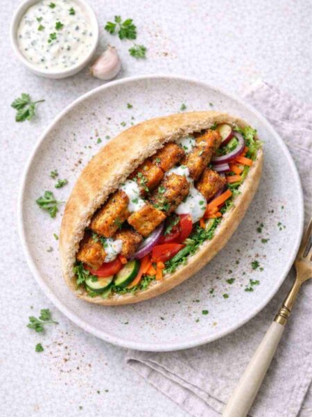 Tofu-Pita-Sandwich – Einfaches veganes Rezept mit knusprigem Tofu
