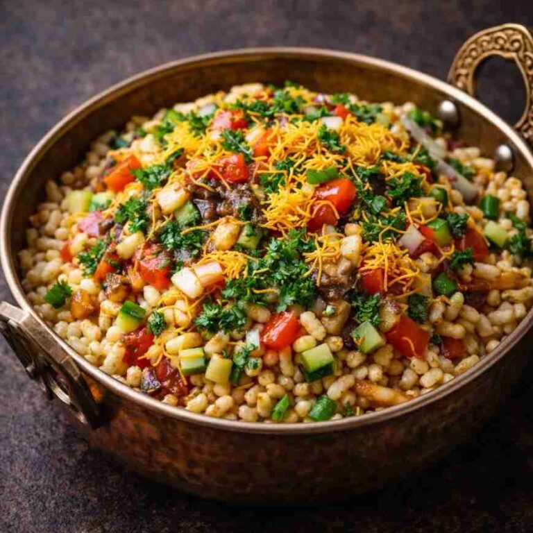 Bhel Puri – Original indischer Streetfood-Salat mit Puffreis und Chutneys