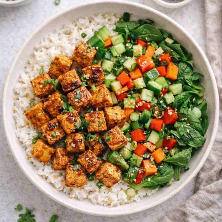 Reis-Bowl mit Tofu und Gemüse