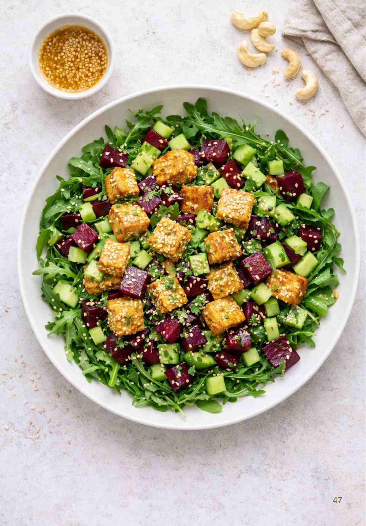Rote-Bete-Tofu-Salat mit Seasm