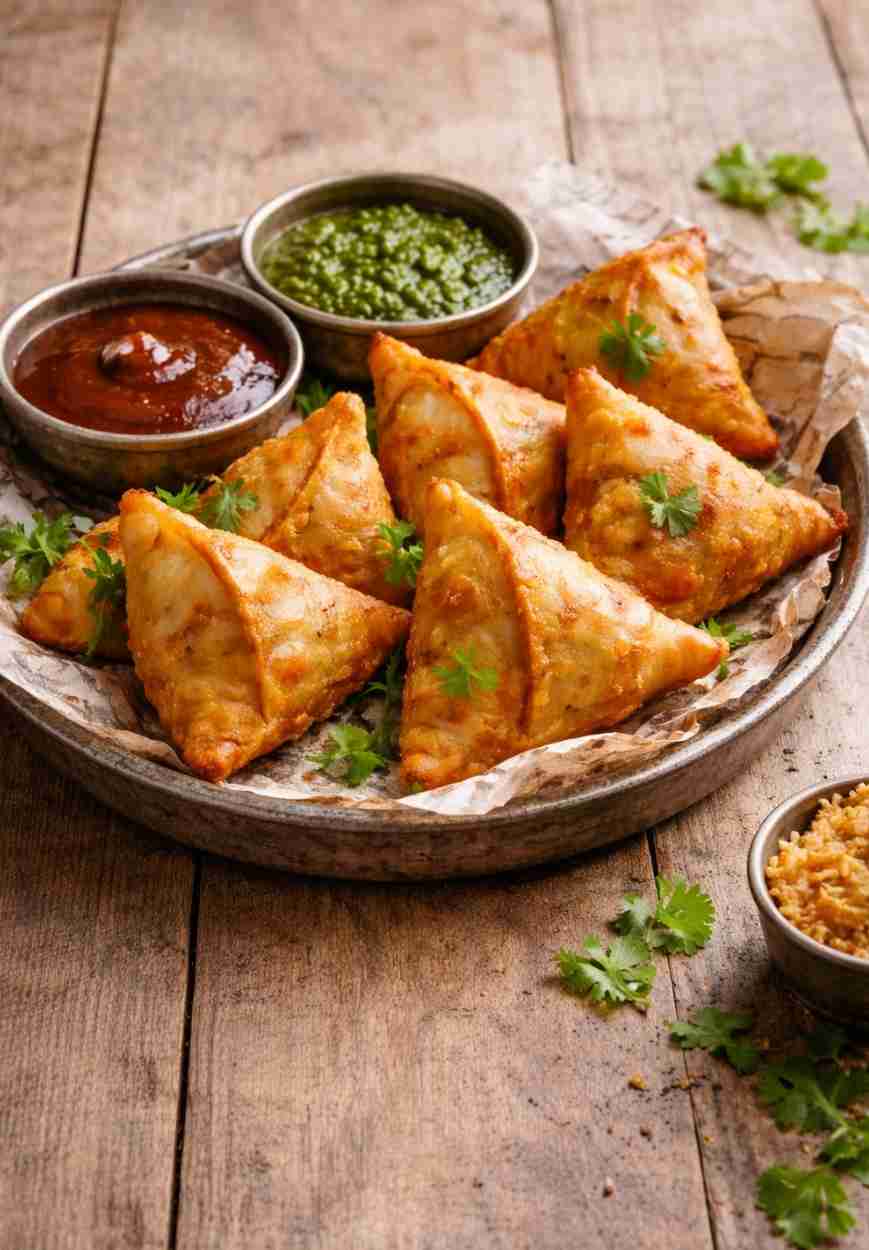 Vegetarische Samosas – Knuspriges indisches Rezept mit Kartoffeln und Erbsen